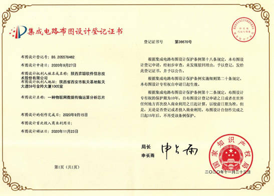 弈聪软件研发“芯”突破，多项物联网技术获得集成电路布图设计登记